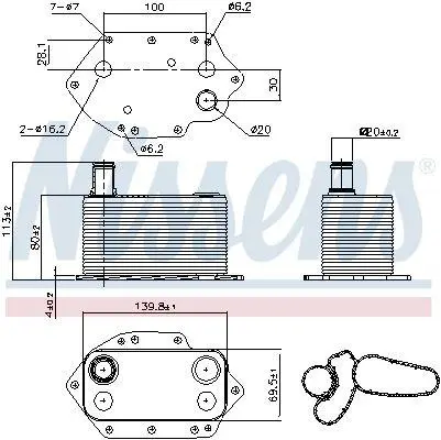 Радіатор масла BMW 3/5/7/X3/X5/X6 2.5-3.0 02-13 NISSENS 90905 (фото 1)