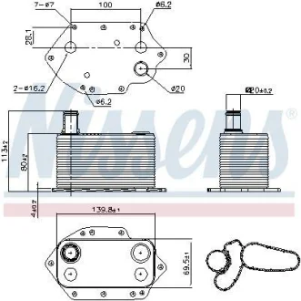 Радіатор масла BMW 3/5/7/X3/X5/X6 2.5-3.0 02-13 NISSENS 90905