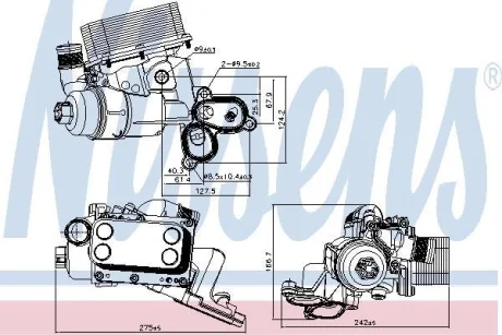Корпус масляного фільтра Trafic 2.0 dCi 06- (з охолоджувачем) NISSENS 90924