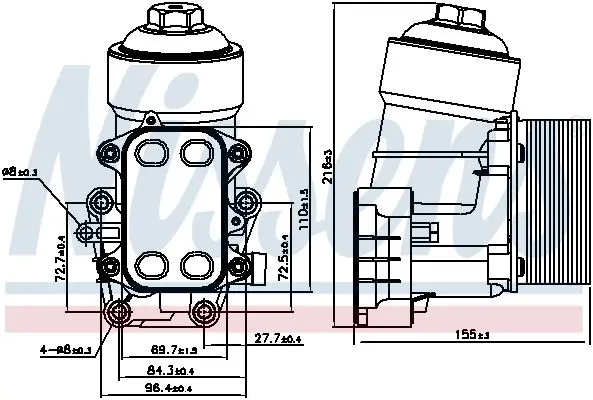 Корпус масляного фільтра VW Caddy III/Crafter/T5 1.6TDI/2.0TDI 09- (з теплообмінником) NISSENS 91158 (фото 1)