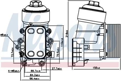 Корпус масляного фільтра VW Caddy III/Crafter/T5 1.6TDI/2.0TDI 09- (з теплообмінником) NISSENS 91158
