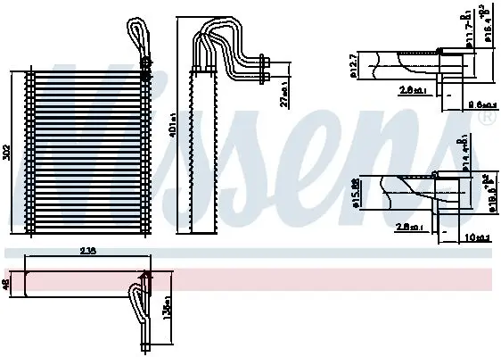 Випаровувач кондиціонера BMW X5 (E70/F15)/X6 (E71/F16) 3.0 06-19 NISSENS 92351 (фото 1)