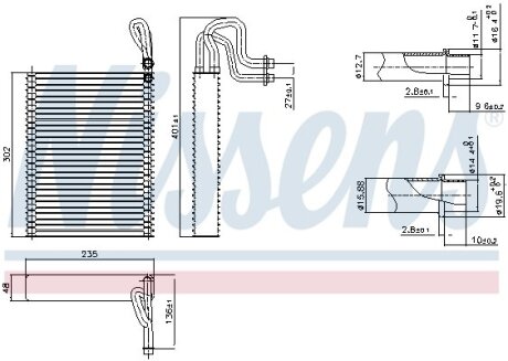 Випаровувач кондиціонера BMW X5 (E70/F15)/X6 (E71/F16) 3.0 06-19 NISSENS 92351