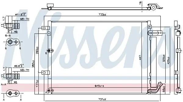 Радіатор кондиціонера Jeep Cherokee 2.0-3.2 CRD/i 13- NISSENS 940675 (фото 1)