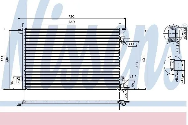 Радіатор кондиціонера SIGNUM/VECTRA C/CROMA 1.9 CDTi/1.9 JTD/w/o 02- NISSENS 94598 (фото 1)