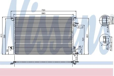 Радіатор кондиціонера SIGNUM/VECTRA C/CROMA 1.9 CDTi/1.9 JTD/w/o 02- NISSENS 94598