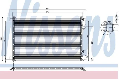 Радіатор кондиціонера Renault Megane II/Scenic II 1.4-2.0/1.5D/1.9D 02- NISSENS 94626