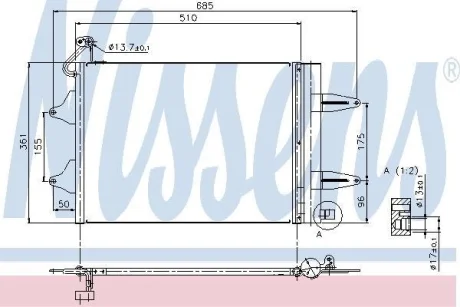 Радіатор кондиціонера Skoda Fabia/Roomster/VW Polo 1.0-2.0/1.4-1.9D 99- NISSENS 94628