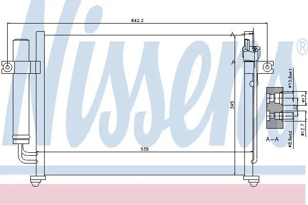 Радіатор кондиціонера HYUNDAI GETZ (TB) (02-) 1.3-1.6 AT NISSENS 94646 (фото 1)