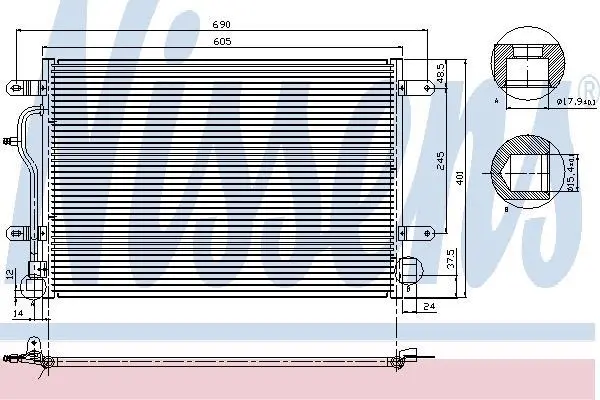 Радіатор кондиціонера A4/A6 Allroad 1.6-4.2 00-05 NISSENS 94665 (фото 1)