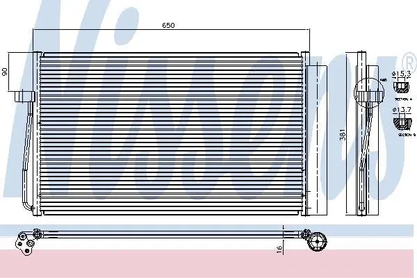 Радіатор кондиціонера BMW 5 (E60/E61)/6 (E63)/7 (E65/E66/E67) 2.0D-4.4D 02-10 NISSENS 94747 (фото 1)