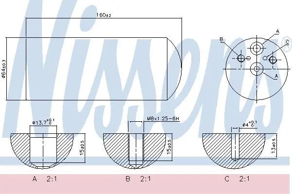 Осушувач кондиціонера BMW 3 (E46)/5 (E39)/7 (E38)/X3 (E83)/Z4 (85) 1.6-5.4 i/d 94-11 NISSENS 95172 (фото 1)