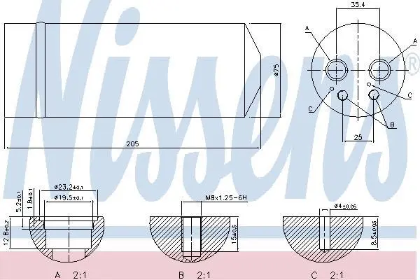 Осушувач кондиціонера A4/Superb/Passat 1.6/1.8T/1.9/2.5 TDI/2.0 00-08 NISSENS 95314 (фото 1)