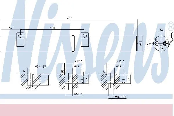 Осушувач кондиціонера W203/W204/S203/S204/CL203/C209/W251/W164 3.0-6.3 06-MEGANE/SMART ROADSTER NISSENS 95596 (фото 1)