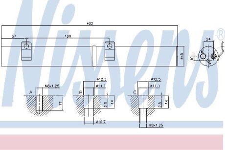 Осушувач кондиціонера W203/W204/S203/S204/CL203/C209/W251/W164 3.0-6.3 06-MEGANE/SMART ROADSTER NISSENS 95596