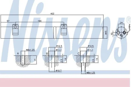 Осушувач кондиціонера W203/W204/S203/S204/CL203/C209/W251/W164 3.0-6.3 06-MEGANE/SMART ROADSTER NISSENS 95596
