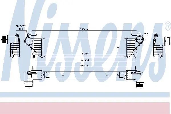 Радіатор інтеркулера FIAT 500L/TIPO 1.3-1.6 12- NISSENS 96272 (фото 1)
