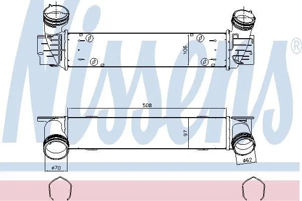 Радіатор інтеркулера BMW 3 (E90/E91/E92) 2.0 06-13 NISSENS 96480 (фото 1)