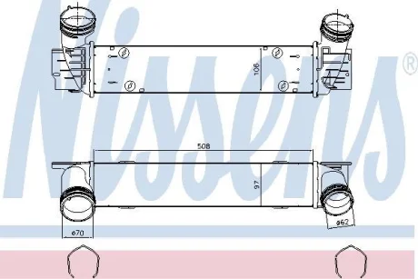 Радіатор інтеркулера BMW 3 (E90/E91/E92) 2.0 06-13 NISSENS 96480