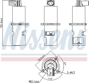Клапан EGR VOLVO S40 I, V40 DACIA SOLENZA MITSUBISHI CARISMA, SPACE STAR NISSAN ALMERA II, INTERSTAR, PRIMASTAR OPEL MOVANO A, VIVARO A RENAULT CLIO II, ESPACE IV, KANGOO 1.5D/1.9D 08.95- NISSENS 98154