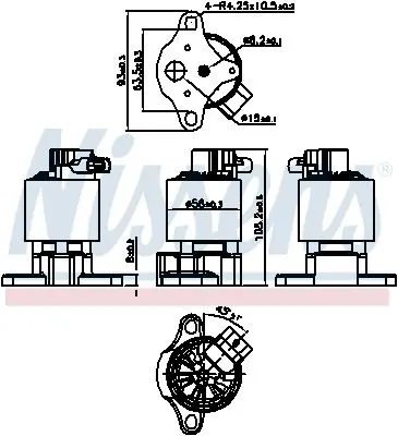 Клапан EGR CITROEN C4, JUMPY/Fiat SCUDO/Peugeot 206, 307, 407 1.8/2.0 96- NISSENS 98206 (фото 1)