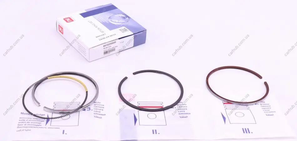 Кільця поршневі MB W123/T1/T2 (OM616) 2.4D/3.0D 73- (90.90mm/STD) (3-2-4) (на 1 поршень) 8910250000 NPR 120 010 0016 00 (фото 1)