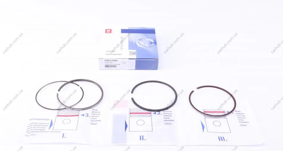 Кільця поршневі VW LT -96/T3/Caddy 1.6D-2.4D -96 (76.50mm/STD) (1.75-2.0-3.0) = 8950320000 NPR 120 050 0029 00 (фото 1)