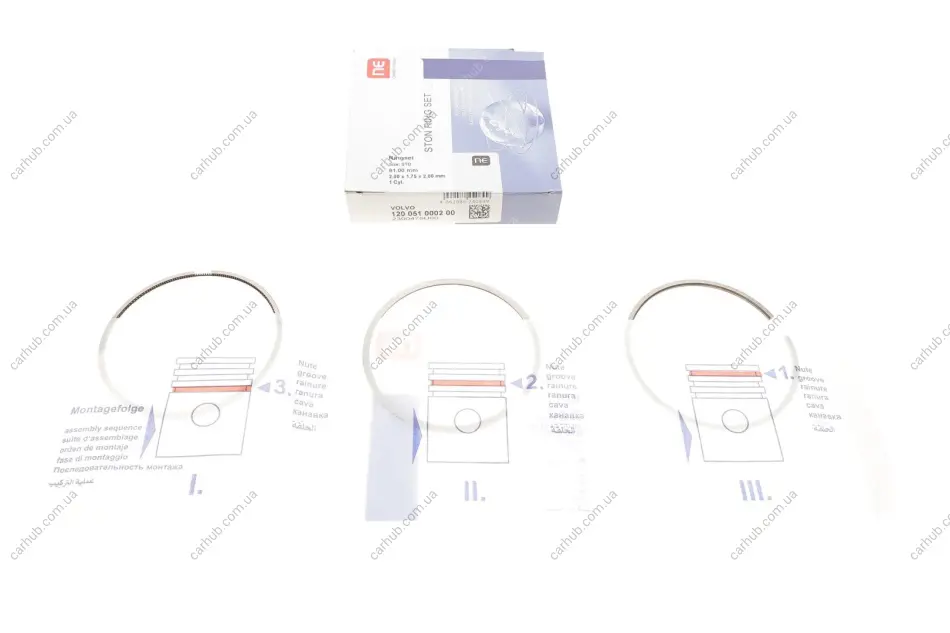 Кільця поршневі Volvo C30/C70/S40/S60/S80/V60/XC60/XC70/XC90 2.4D 01- (81.00mm/STD) (2-1.75-2) NPR 120 051 0002 00 (фото 1)