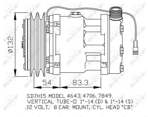 Компресор кондиціонера 12В (R134a) ALLIS CHALMERS 6670, 6680, 6690 CASE IH 70 2WD, 70 4WD, 80 2WD, 80 4WD, 90 2WD, 90 4WD, 95 2WD, 95 4WD FIAT 140-90 DT, 160-90 DT, 180-90 DT, F 100, F 110, F 115 NRF 32130 (фото 1)