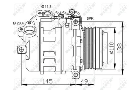 Компресор кондиціонера BMW 3 (E90)/5 (E60)/X1 (E84) 05-12 N47/N57 NRF 32533