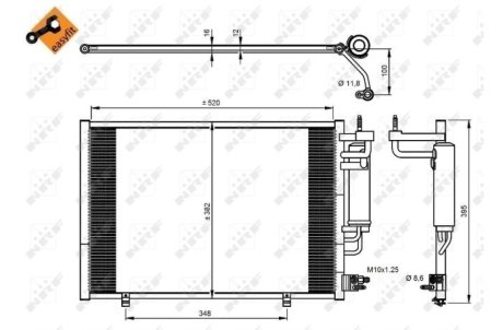 Радиатор кондиционера (с осушителем) Ford Fiesta 1.2-1.6 08- NRF 350205