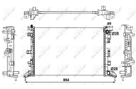 Радіатор охолодження Renault Laguna III 1.6/2.0 16V/2.0dCi 07-15 (МКПП) NRF 53066