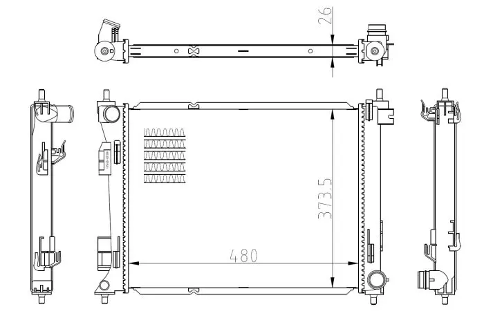 Радіатор охолодження Kia Rio 1.25-1.4/1.0-1.4 CRDi/T-GDi 17- (МКПП) NRF 550039 (фото 1)