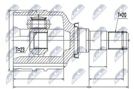 Внутрішній шрус Toyota hi-lux 4wd, 43430-0k070 NTY NPWTY059