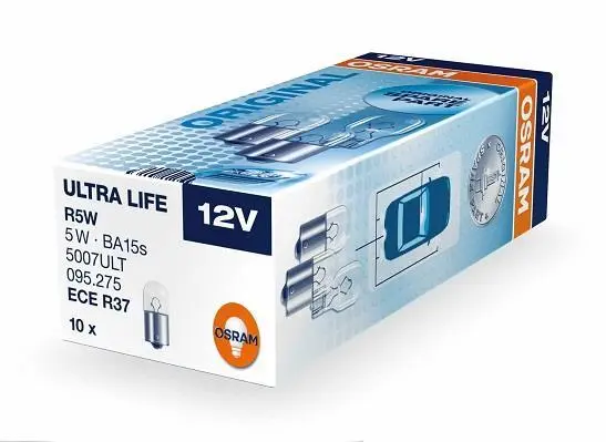 Лампа (картон 10шт) R10W 12В 10Вт BA15S основна лампа Standard OSRAM 5008 (фото 1)