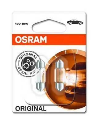 Лампа (упаковка-блістер 2шт) C10W 12В 10Вт SV8,5-8 Standard OSRAM 643802B (фото 1)