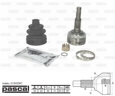 Шарнир приводного вала PASCAL G1X035PC