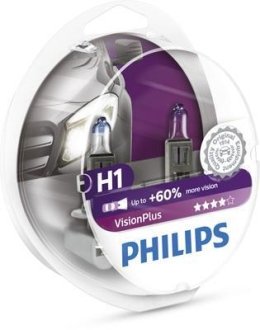 Автолампа H1 12V 55W P14,5s VisionPlus +60% (2 шт. в блістері) PHILIPS 12258VPS2 (фото 1)