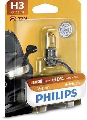 Автолампа H3 12V 55W PK22s Vision +30% (1 шт. в блістері) PHILIPS 12336PRB1 (фото 1)