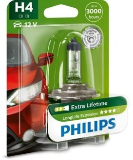 Автолампа LongLife EcoVision H4, 12 V, 60/55 Вт, P43t-38 PHILIPS 12342LLECOB1