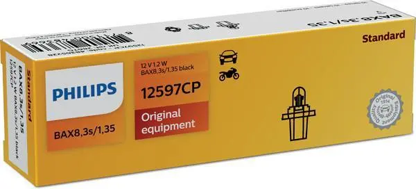 Автолампа BAX BX8.3d 12V 1.2W Black в панель приборів PHILIPS 12597CP (фото 1)