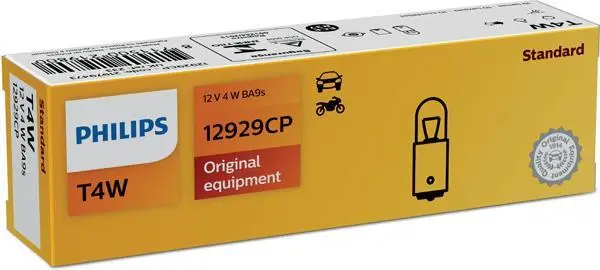 Лампа розжарення T4W12V 4W BA9s (вир-во Philips) PHILIPS 12929CP (фото 1)