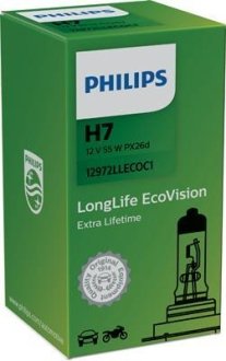 Автолампа H7 12V 55W PX26d LongerLife Ecovision (1 шт. в упаковці) PHILIPS 12972LLECOC1