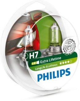 Автолампа H7 12V 55W PX26d LongLife EcoVision (2 шт. в блістері) PHILIPS 12972LLECOS2