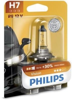 Автолампа H7 12V 55/60W PX26d Vision +30% (1 шт. в блістері)) PHILIPS 12972PRB1