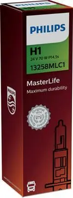 Лампа (картон 1шт) H1 24В 70Вт Masterlife PHILIPS 13258MLC1 (фото 1)