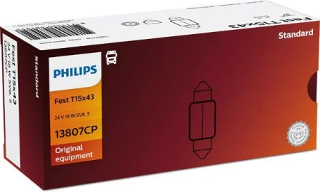Лампа (картон 10шт) C18W 24В 18Вт Standard PHILIPS 13807CP