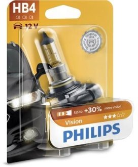 Автолампа HB4 Vision 12V 55W P22d (1 шт. в блістері) PHILIPS 9006PRB1