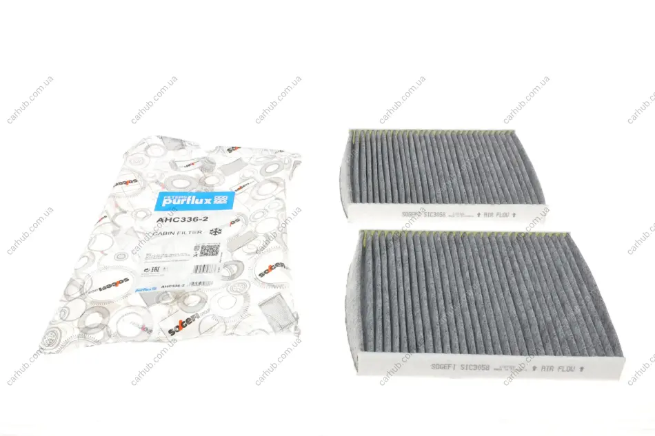 Фільтр салону BMW 5 (F10)/7 (F01) 2.0-6.0 08- (вугільний) (к-кт 2 шт.) PURFLUX Purflux AHC336-2 (фото 1)
