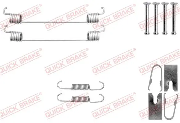 Монтажний набір гальмівної колодки DACIA SANDERO, SPRING FORD C-MAX II, FIESTA VII RENAULT SANDERO/STEPWAY I, TWINGO II, TWINGO III SEAT IBIZA V SMART FORTWO VW POLO VI 0.9-Electric 03.07- QUICK BRAKE 1050040 (фото 1)